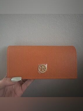 Orange Leather sunglasses case with Gold Logo